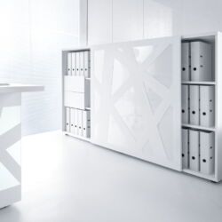 Zig Zag Reception Storage with Sliding Door