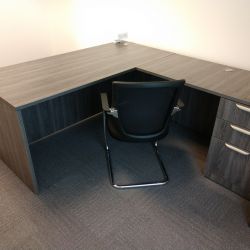 Gray Driftwood Laminate L Desk