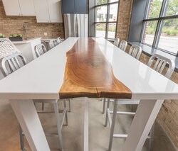 Live edge cafe table with white paint