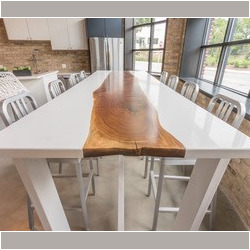 Live edge cafe table with white paint